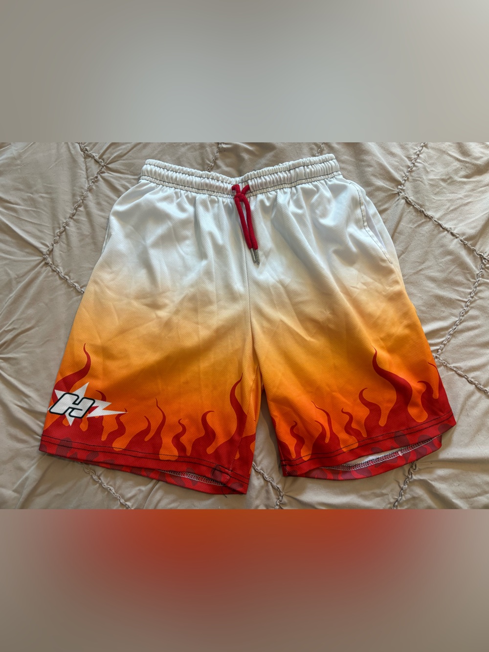 Men's Flame Gradient Athletic Shorts - White & Red